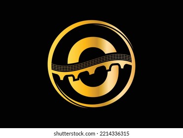 Initial 0 monogram letter alphabet with bridge sign. Abstract bridge logo design template. Modern vector logo for construction business.