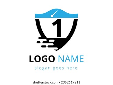 Initial 1 monogram alphabet with Speed Logo Design. Modern Letter with Speed Logo Design