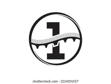 Alfabeto inicial de 1 monograma con signo de puente. Plantilla de diseño del logotipo del puente abstracto. Logo vectorial moderno para el negocio de la construcción.