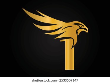 Initial 1 monogram letter alphabet with Eagle head symbol. Letter With Eagle Logo Design Vector Template