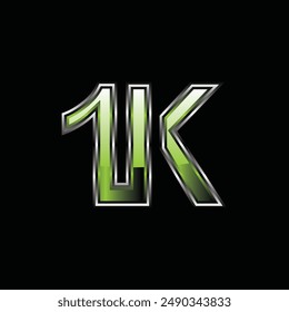 Initial 1K Metallic Geometric Modern Business Technology Icon Design Template Logo