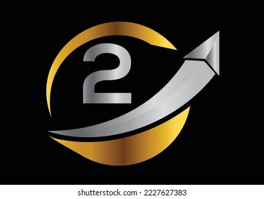 Initial 2 monogram alphabet symbol design incorporated with the arrow. Financial or success logo concept.
