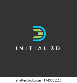 initial 3d logo,flat d3 vector,with abstract monogram concept illustration