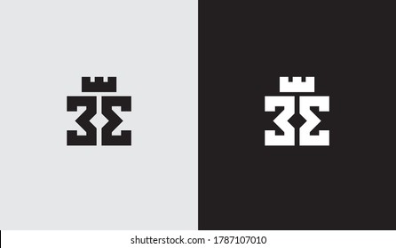 initial 3e with crown logo template vector eps