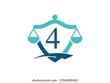  Alfabeto inicial de 4 monogramos con símbolo de signo de escala de ley.
Abogado, Legal, Servicio de Abogados, Oficina Jurídica, Escala, Plantilla de Logo