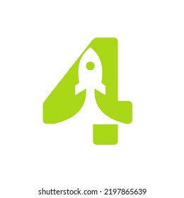 Initial 4 Travel Logo Design Based Alphabet Flat Modern Concept Vector Template