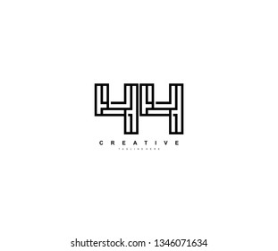 Initial 44 Letter Style Modern Creative Bold Linear BW Color Logo