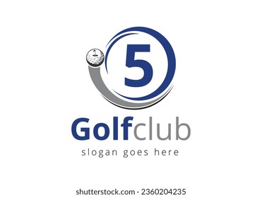 Initial 5 monogram alphabet with6 Golf Logo Design Template. Hockey Sport Academy Sign, Club Symbol. business, and company identity.