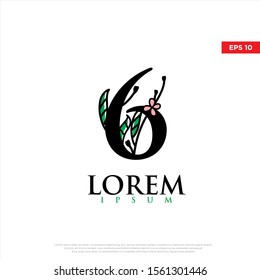 Initial 6 beauty monogram and elegant logo design. modern floral icon, template illustration