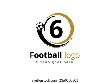 Initial 6 monogram alphabet with Football Logo Design Vector Template. Football Club Symbol. business, and company identity.