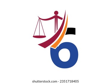 Alfabeto monograma inicial de 6 con símbolo de signo de escala de ley. Abogado Y Justicia, Abogado, Legal, Law Office, Escala, Plantilla De Logo