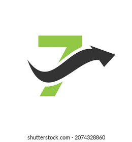 Initial 7 Logo, Letter 7 und Financial Arrow Combination Sign. Logo auf 7 Buchstaben Konzept. Logo für Marketing und Finanzunternehmen
