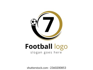 Initial 7 monogram alphabet with Football Logo Design Vector Template. Football Club Symbol. business, and company identity.