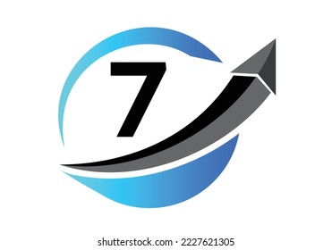 Initial 7 monogram alphabet symbol design incorporated with the arrow. Financial or success logo concept.
