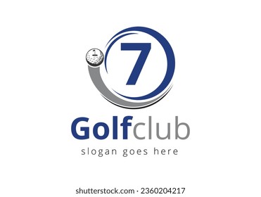 Initial 7 monogram alphabet with6 Golf Logo Design Template. Hockey Sport Academy Sign, Club Symbol. business, and company identity.