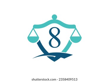  Initial 8 monogram alphabet with law scale sign symbol.
Law Attorney, Legal, Lawyer Service, Law Office, Scale, Logo Template