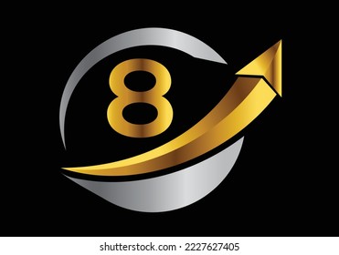 Initial 8 monogram alphabet symbol design incorporated with the arrow. Financial or success logo concept.