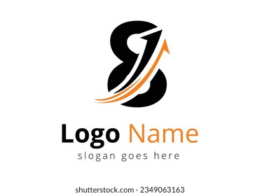 Diseño inicial de símbolo de 8 monograma incorporado con la flecha. Plantilla de logotipo financiero con logotipo de flecha de crecimiento del marketing para la contabilidad de la identidad de empresa y empresa