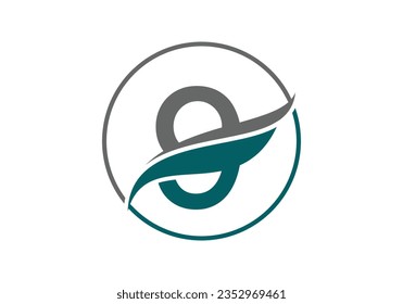 Alfabeto inicial 9 con diseño de logotipo de onda oceánica o swoosh