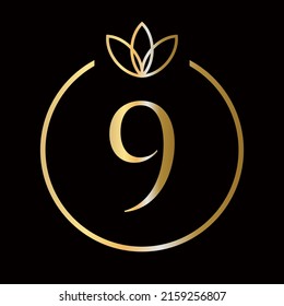 Initial 9 letter luxury, beauty, ornament monogram logo for wedding, fashion, jewelry, boutique, floral and botanical template