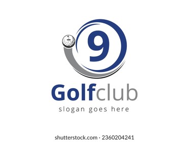 Initial 9 monogram alphabet with6 Golf Logo Design Template. Hockey Sport Academy Sign, Club Symbol. business, and company identity.