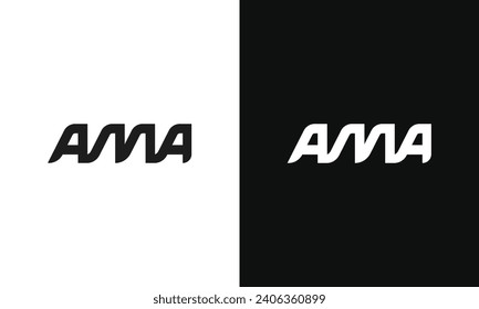 Initial A, AA, AAA, AM, MA, AMA, logo design. Wavy 3 letter minimal design for branding