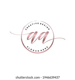 Initial AA beauty monogram and elegant logo design, handwriting logo of initial signature, wedding, fashion, floral and botanical with creative template.