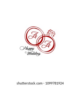 Initial AA happy wedding rings.