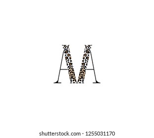 Initial AA Letter with Luxury Leopard Pattern Logotype