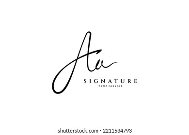Initial Aa logo in black and white signature design style