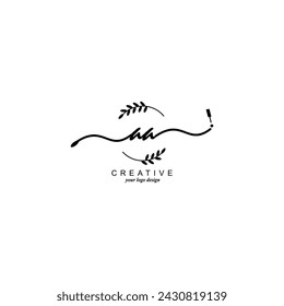 Tipografía de marca botánica de escritura a mano con logotipo AA inicial