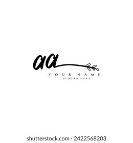 Initial AA logo handwriting floral typography ornament
