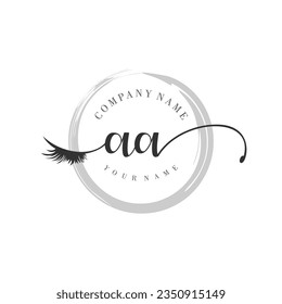 Initial AA monogram eye and eyelash handwriting