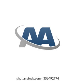 initial AA swoosh ring company logo blue