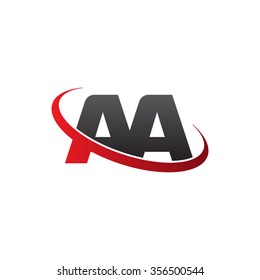 initial AA swoosh ring company logo red black