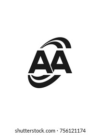 initial AA swoosh ring company logo black