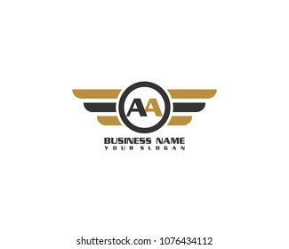 Initial AA wing logo template vector
