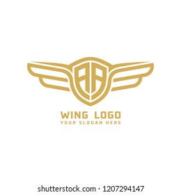 Initial AA wing logo template vector