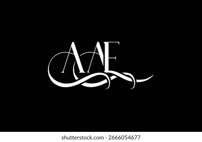 Diseño inicial del logotipo de la letra AAE. Diseño elegante del logotipo del monograma con los Elementos decorativos y la tipografía
