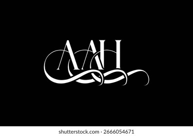 Diseño inicial del logotipo de la letra AAH. Diseño elegante del logotipo del monograma con los Elementos decorativos y la tipografía