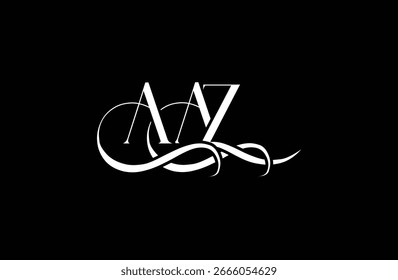 Diseño inicial del logotipo de la letra AAZ. Diseño elegante del logotipo del monograma con los Elementos decorativos y la tipografía