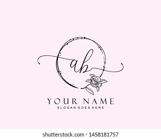 Initial AB beauty monogram and elegant logo design, handwriting logo of initial signature, wedding, fashion, floral and botanical with creative template.