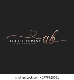 Initial AB Beauty-Monogramm und elegantes Logo-Design, Handschrift Logo der ersten Signatur, Hochzeit, Mode, Blumen und botanisch mit kreativen Vorlage.	
