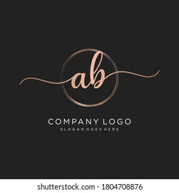 Monograma inicial de belleza AB y diseño elegante de logotipo, logotipo de escritura a mano de firma inicial, boda, moda, floral y botánica con plantilla creativa.