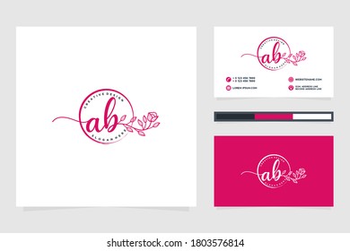 Initial AB Feminine logo collections and business card templat Premium Vector