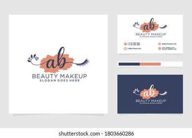 Erstmalige AB Feminine-Logo-Kollektionen und Visitenkarten-Muster Premium Vector