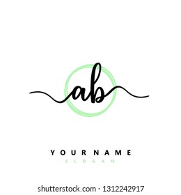 Initial AB handwriting logo