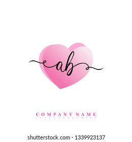 Initial AB handwriting logo