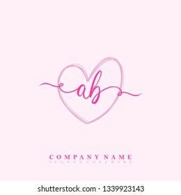 Initial AB handwriting logo