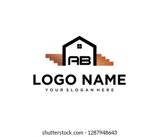 Initial AB home logo vector.